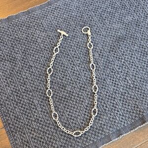 Elegant Silver Chain Necklace 18 Inch CZ On Ends